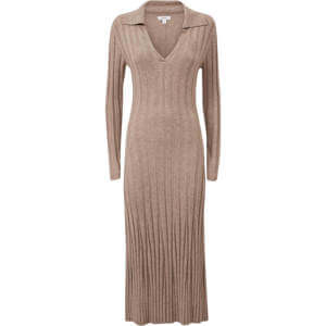 REISS WINNIE Knitted Open Collar Midi Dress